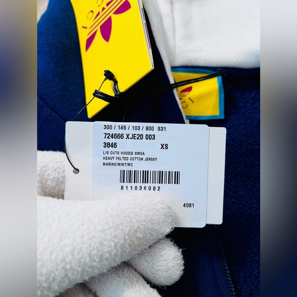 BRAND NEW GUCCI x ADIDAS Sweatshirt Hoodie White/Blue/Teal/Yellow! - Picture 6 of 9
